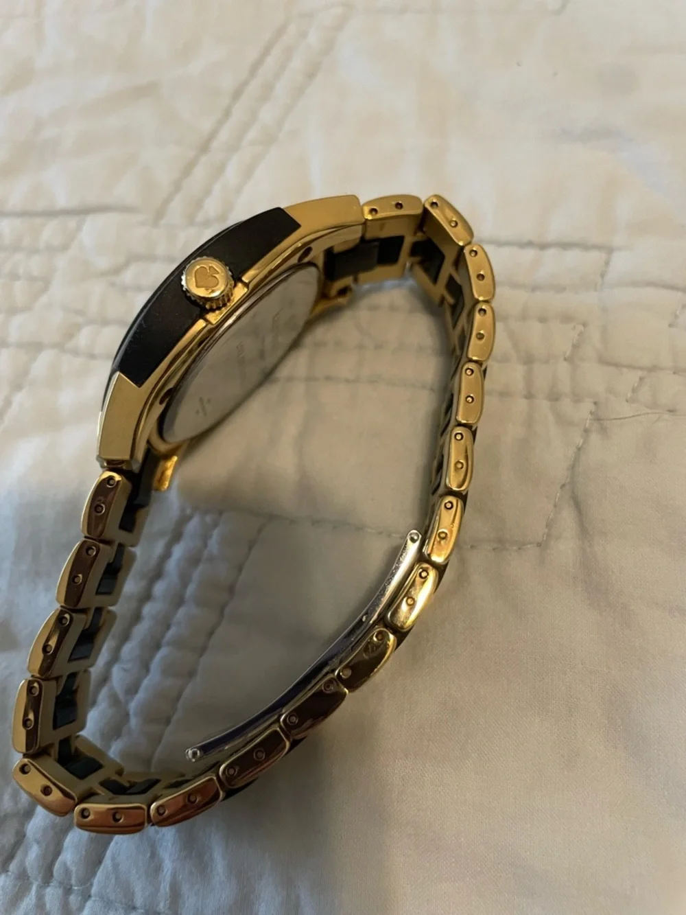 kate spade Two-Tone Stainless Steel Boyfriend Watch in Black & Gold